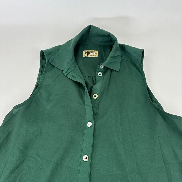 Show Me Your MuMu Womens Blouse Small Green Sleeveless Button Up - Picture 4 of 8